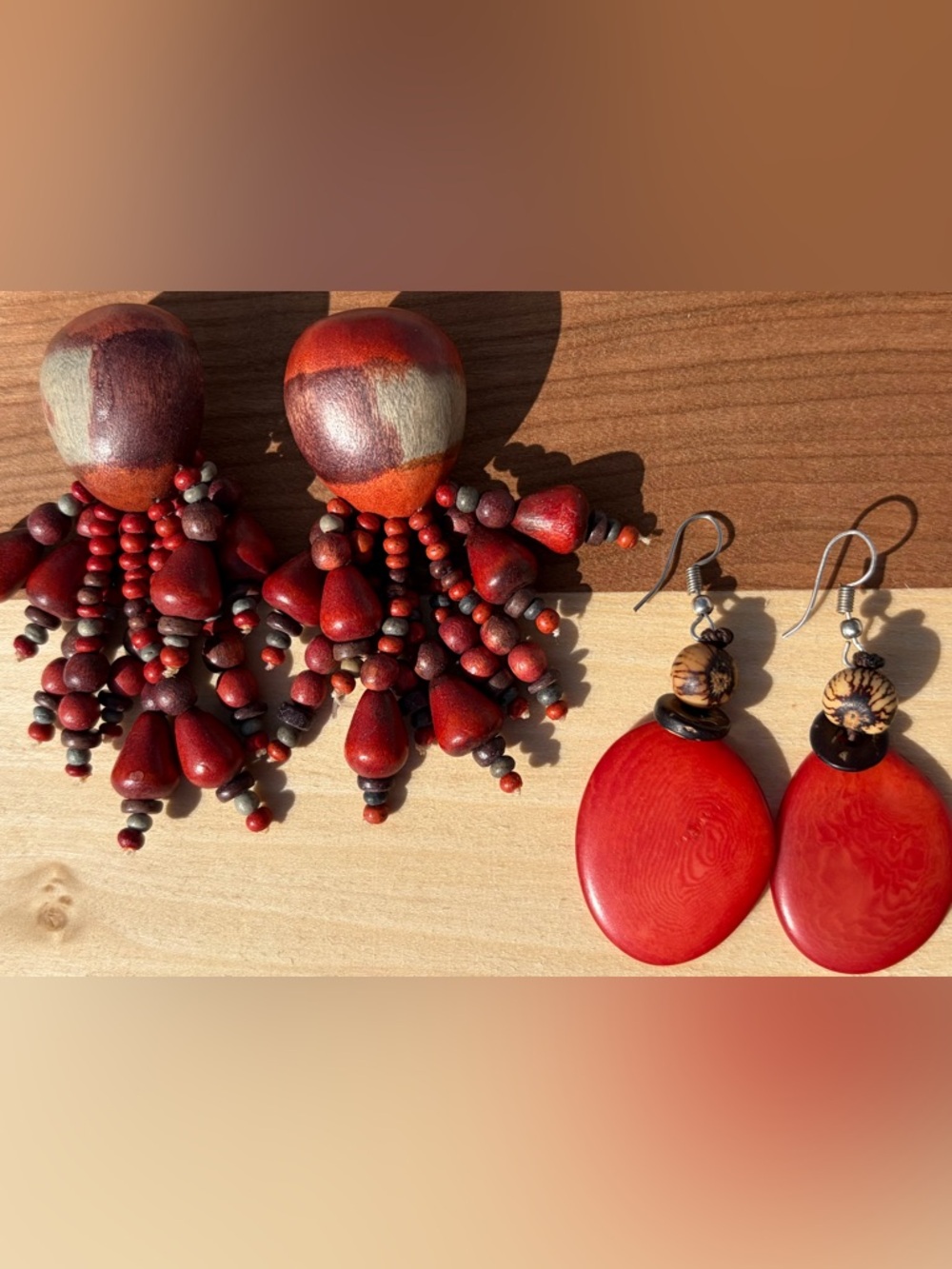 🤎❤️Vintage Artisan Botanical Statement Earring Set (2 Pairs) for pierced ears❤️🤎